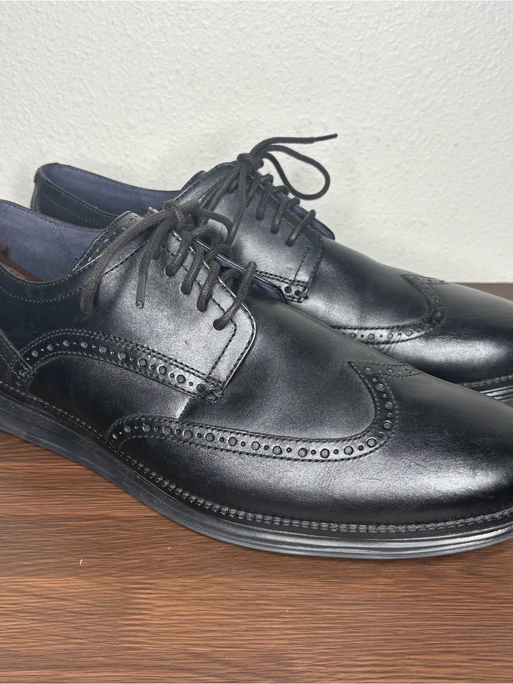 Cole Haan OriginalGrand Shoes Men's 14 M Wingtip Oxford Black Leather C27984